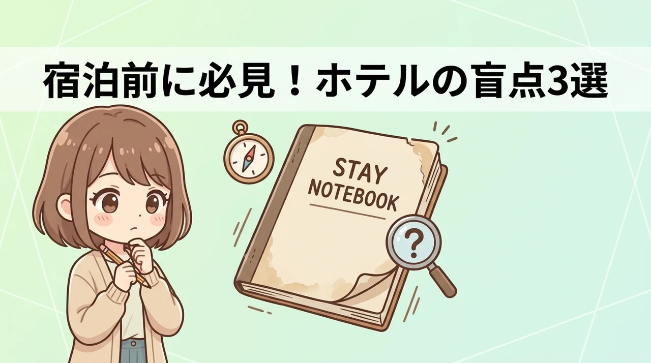 ホテル滞在で失敗しないためのデメリット3つのイメージ画像（宿泊料金が高めに設定される・人気日の予約競争が激しい・共用施設が混雑しやすい）